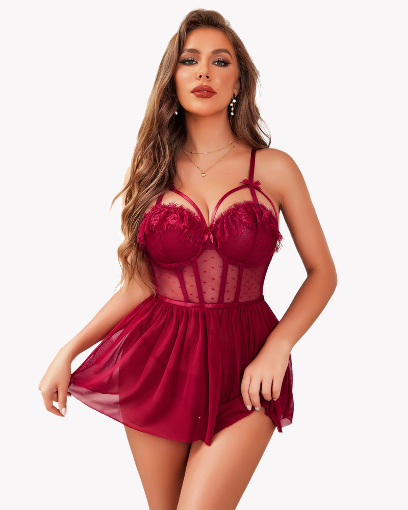 Mesh Chemise Lace Push Up Nightgown