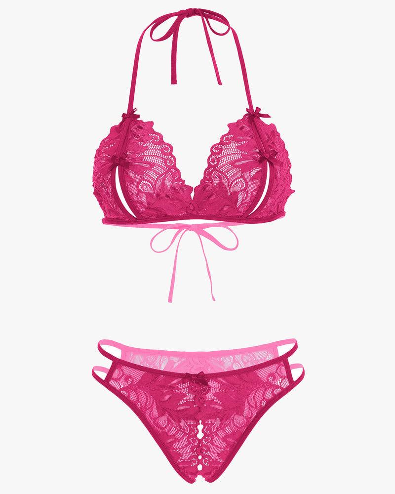 Bra and Panty Set Halter Lace 2 Piece Set