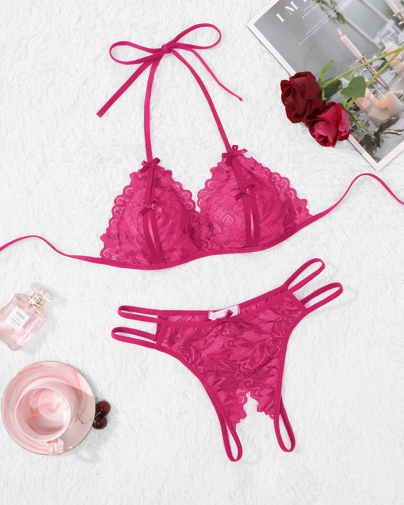 Bra and Panty Set Halter Lace 2 Piece Set