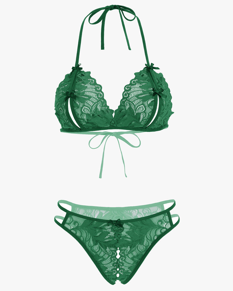 Bra and Panty Set Halter Lace 2 Piece Set