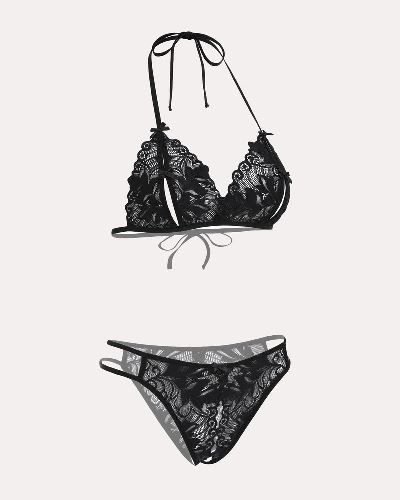 Bra and Panty Set Halter Lace 2 Piece Set