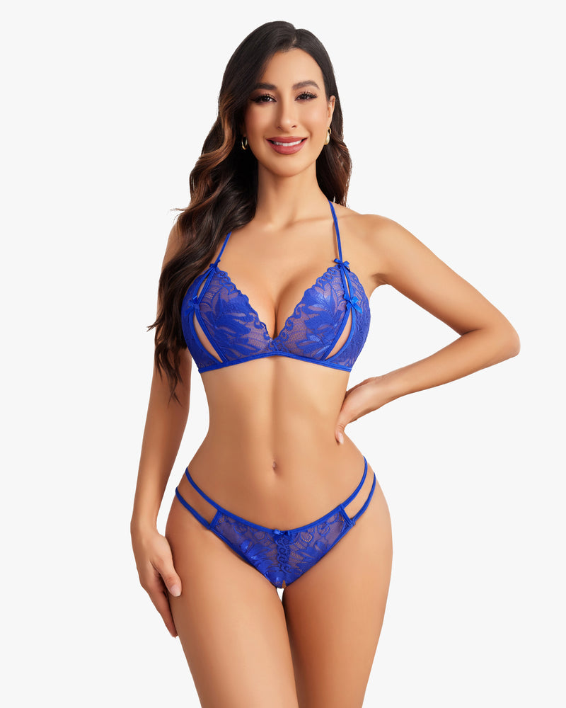 Bra and Panty Set Halter Lace 2 Piece Set