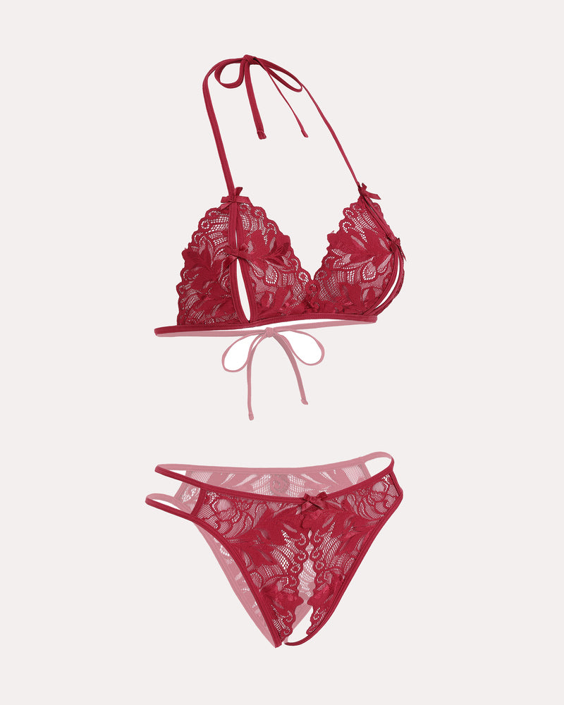 Bra and Panty Set Halter Lace 2 Piece Set