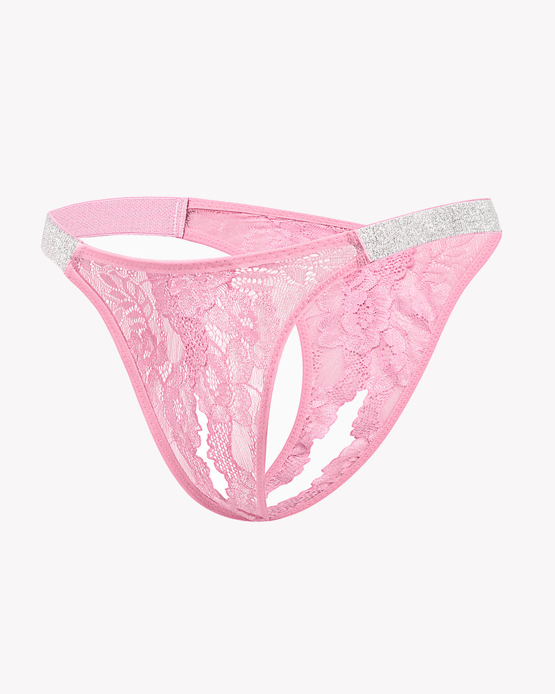 Lace Low Rise Panties with Shine Strap