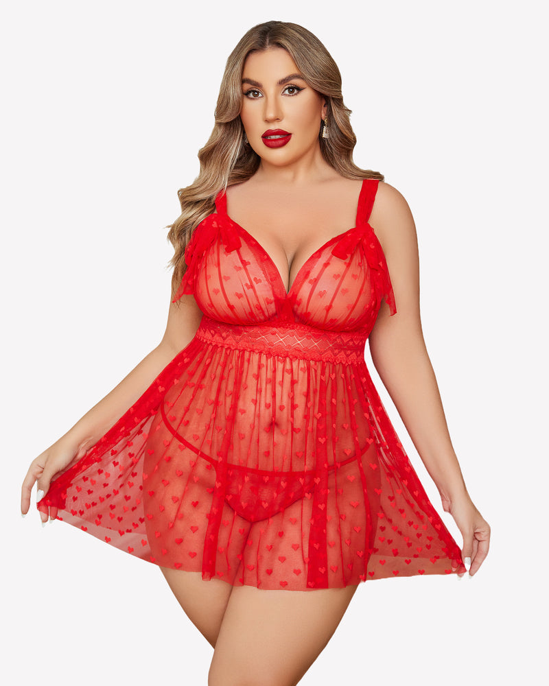 Plus Size Lace Sheer Nightie