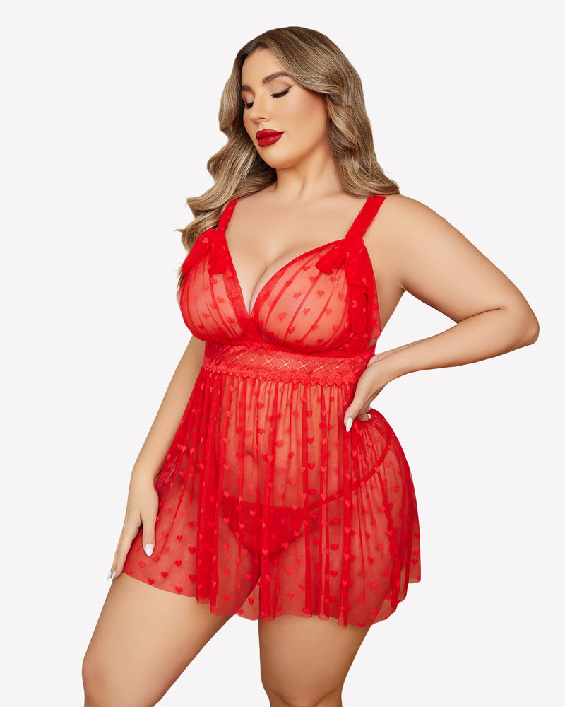 Plus Size Lace Sheer Nightie