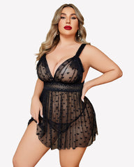 Plus Size Lace Sheer Nightie