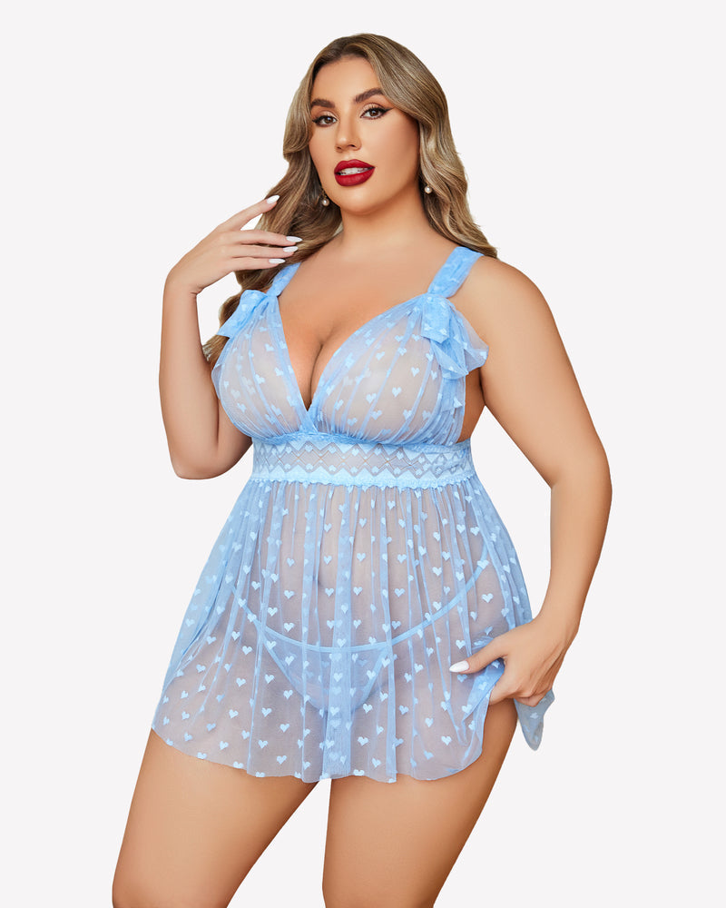 Plus Size Lace Sheer Nightie