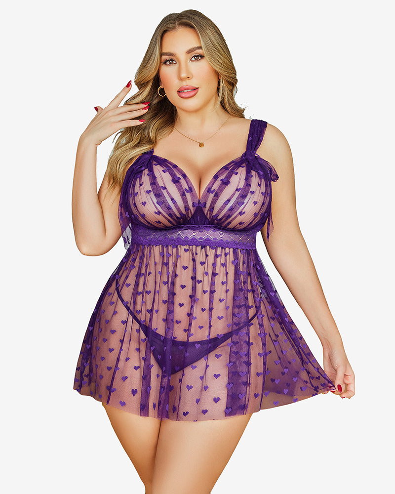 Plus Size Lace Sheer Nightie