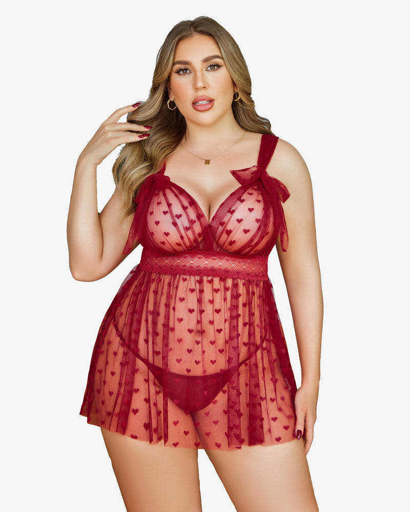 Plus Size Lace Sheer Nightie