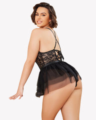 Plus Size Lace Teddy V Neck Nighty