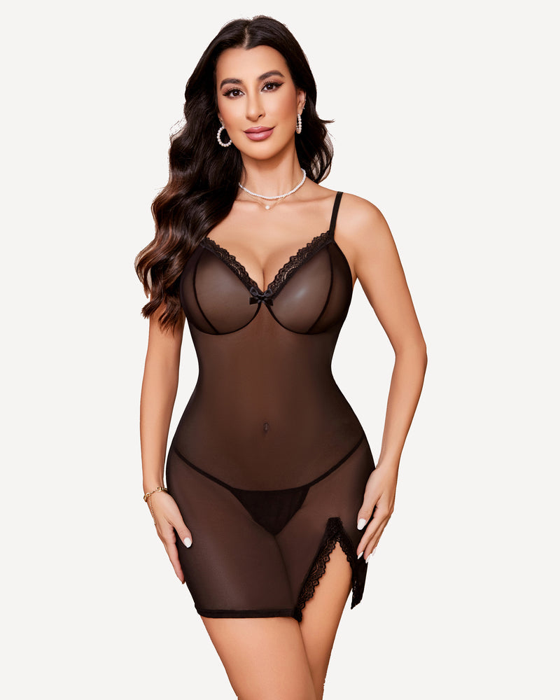 Elf Lace Mesh Side Slit Chemise