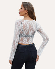 Long Sleeve Sheer FLace Tops