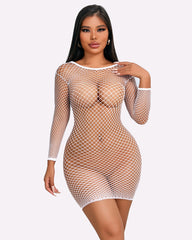 Fishnet Dress Long Sleeve Cover Up