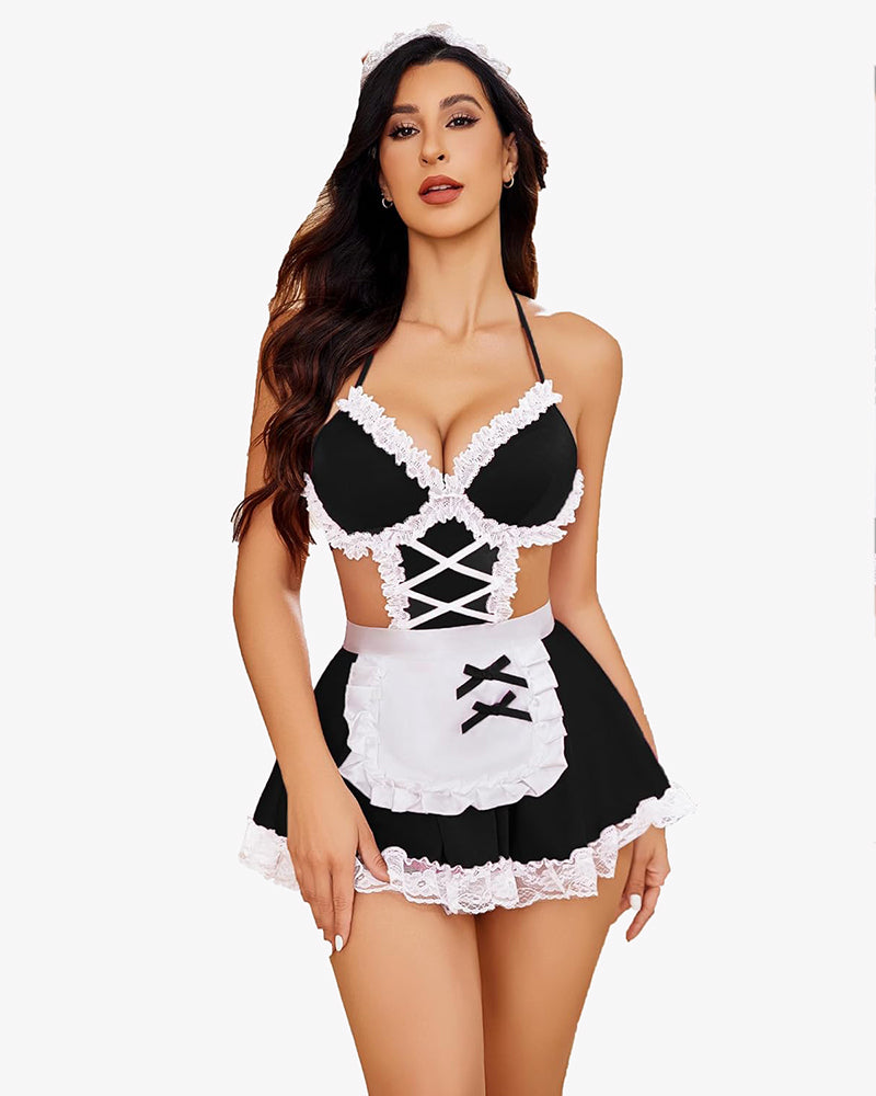 Costumes Lingerie Set Lace Maid Outfit (3Pcs)