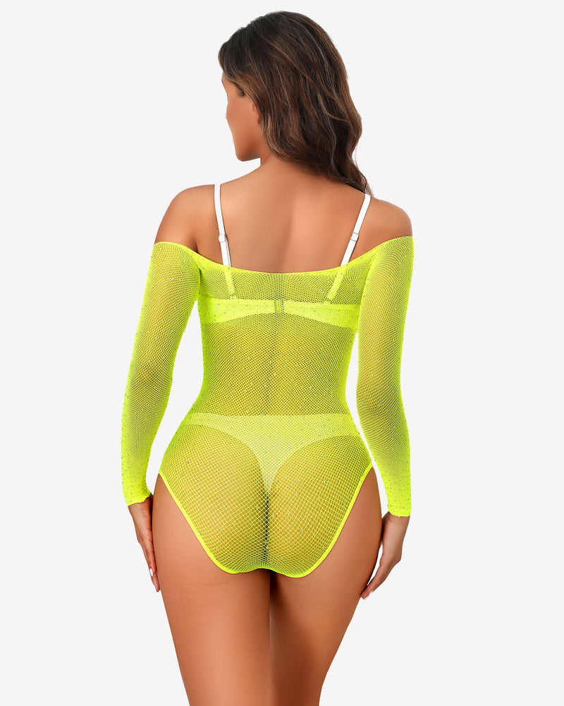 Sparkle Rhineston Fishnet Bodysuit