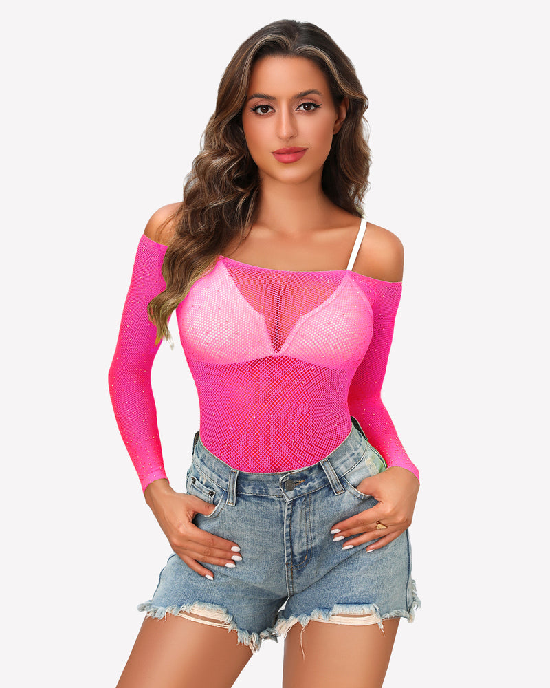Sparkle Rhineston Fishnet Bodysuit