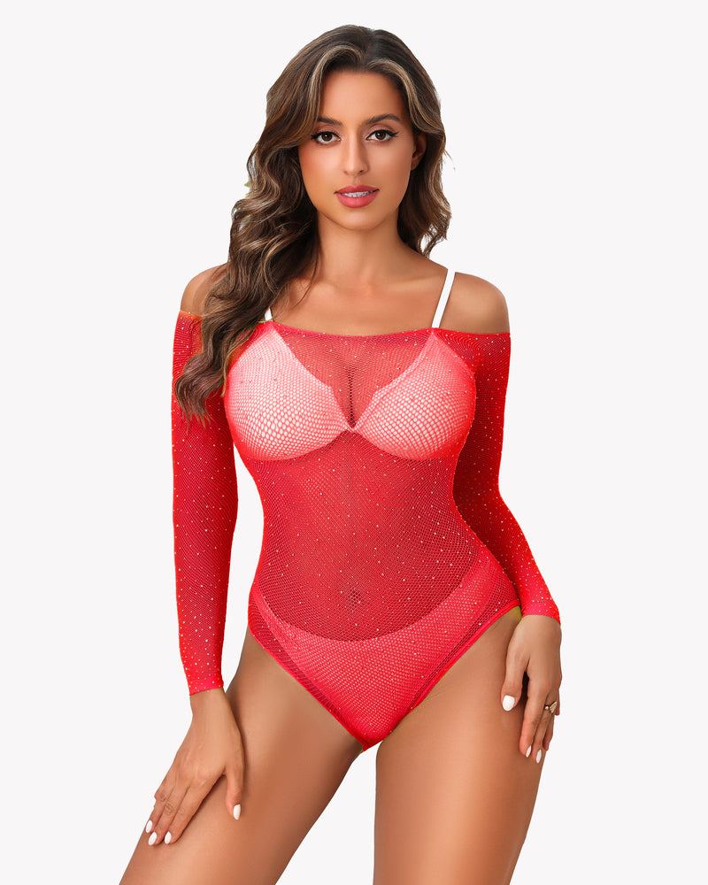 Sparkle Rhineston Fishnet Bodysuit