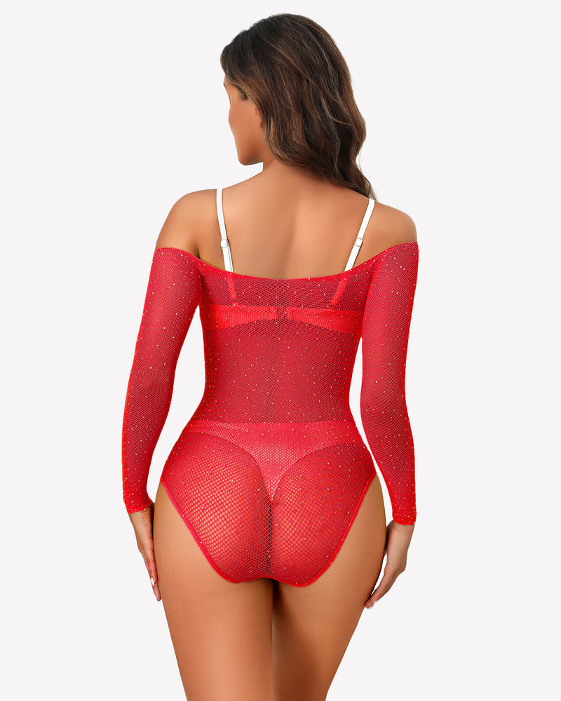 Sparkle Rhineston Fishnet Bodysuit