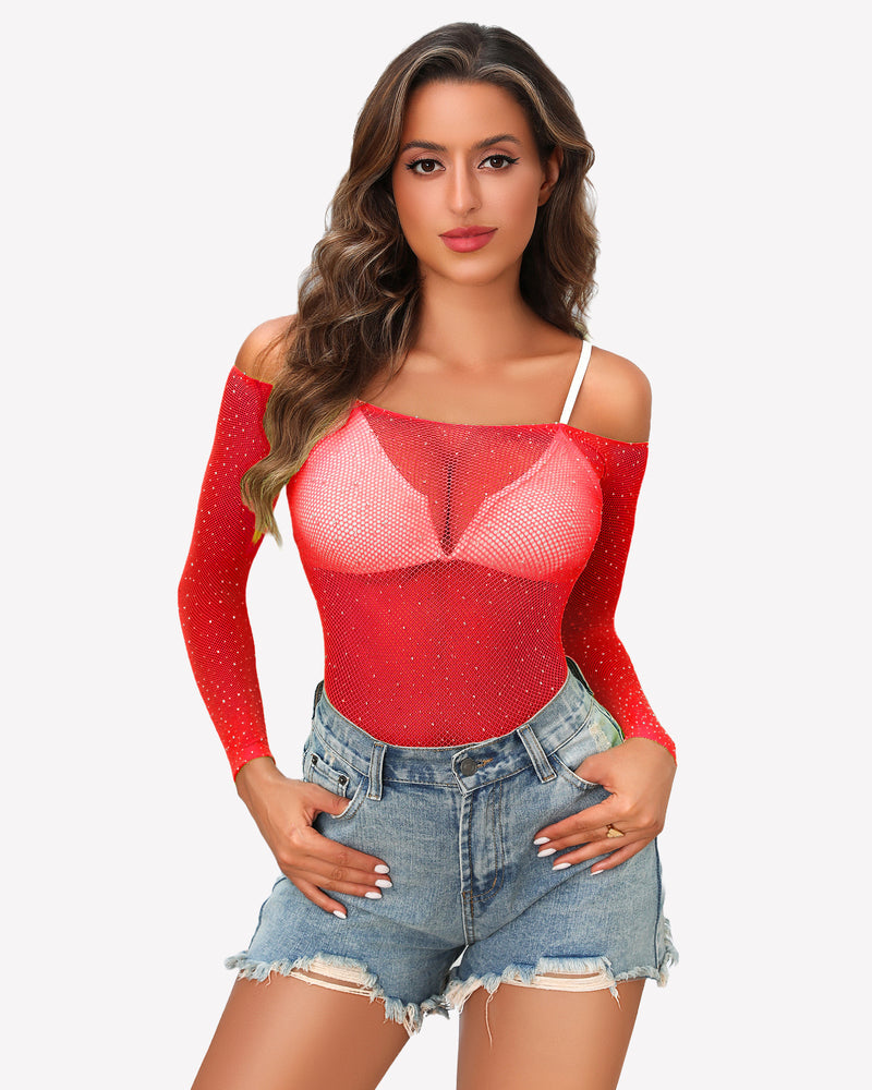 Sparkle Rhineston Fishnet Bodysuit
