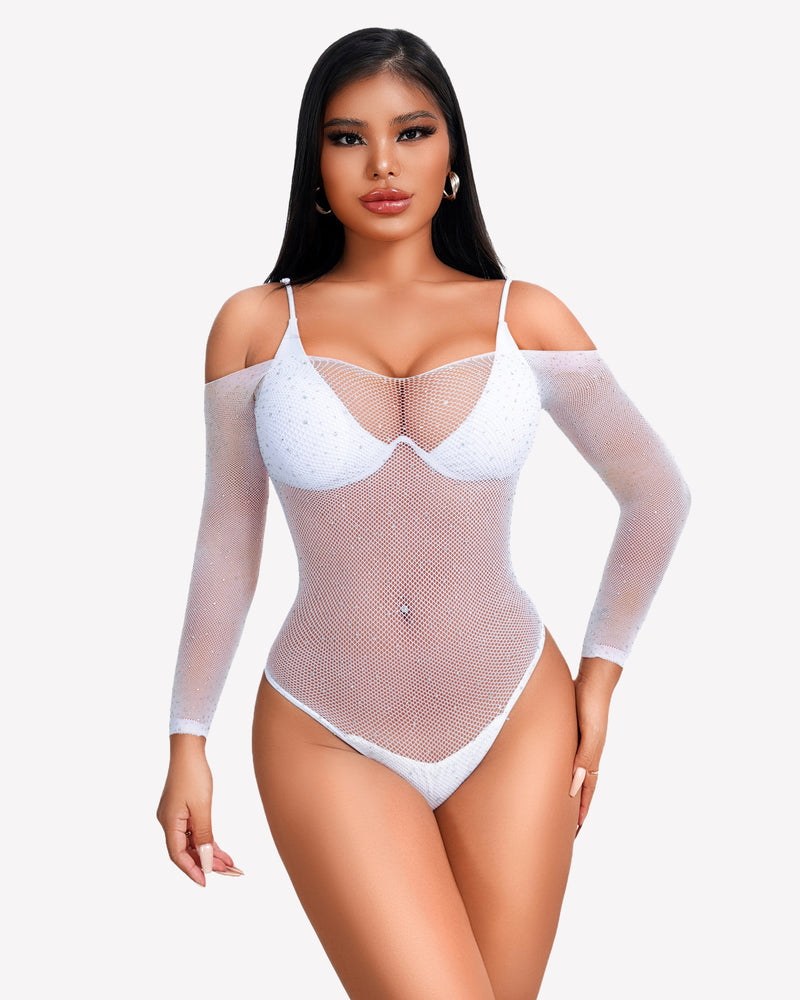 Sparkle Rhineston Fishnet Bodysuit