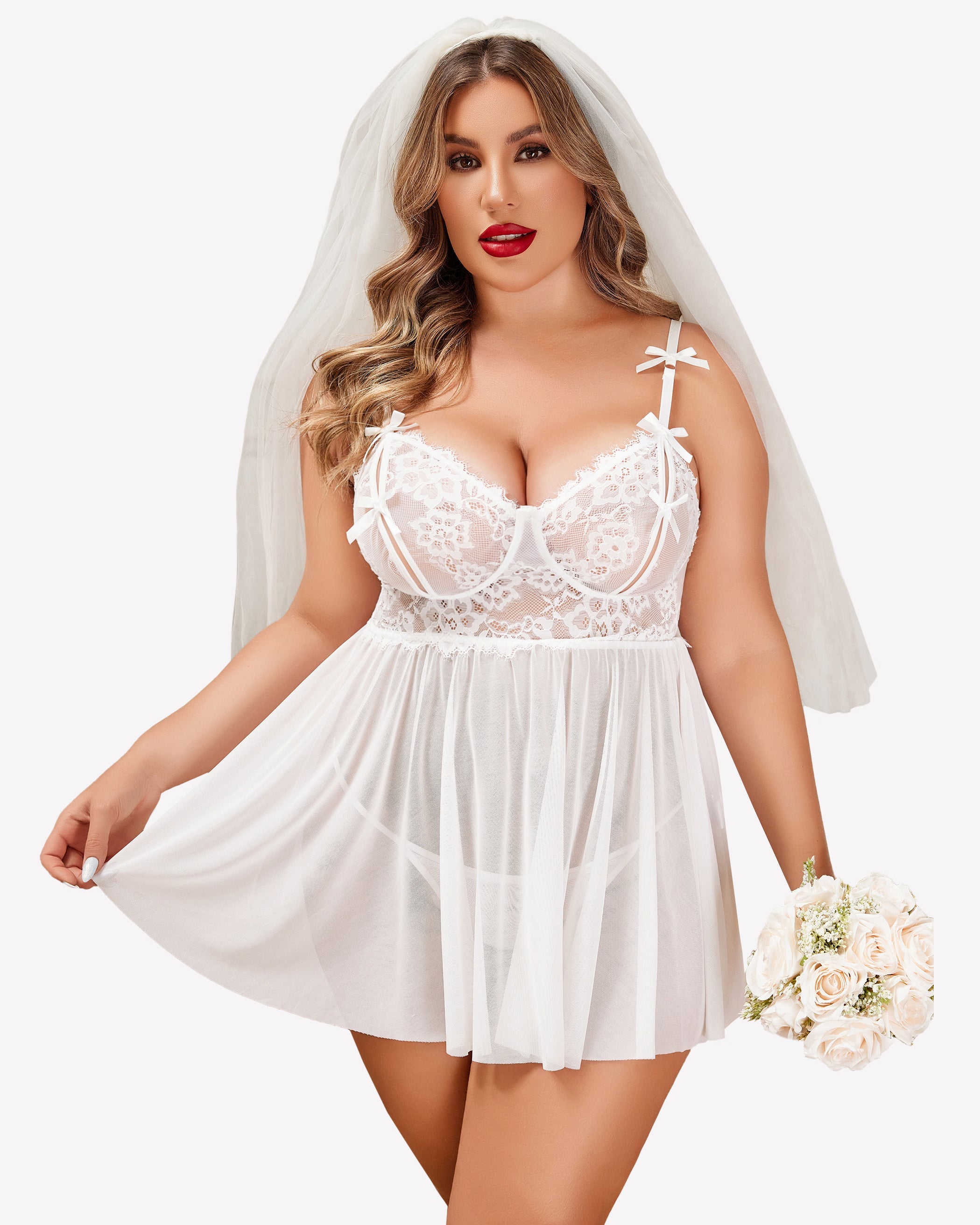 Plus Size Lace Babydoll Nighty
