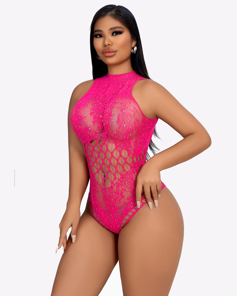Sparkle Rhinestone Fishnet Bodysuit
