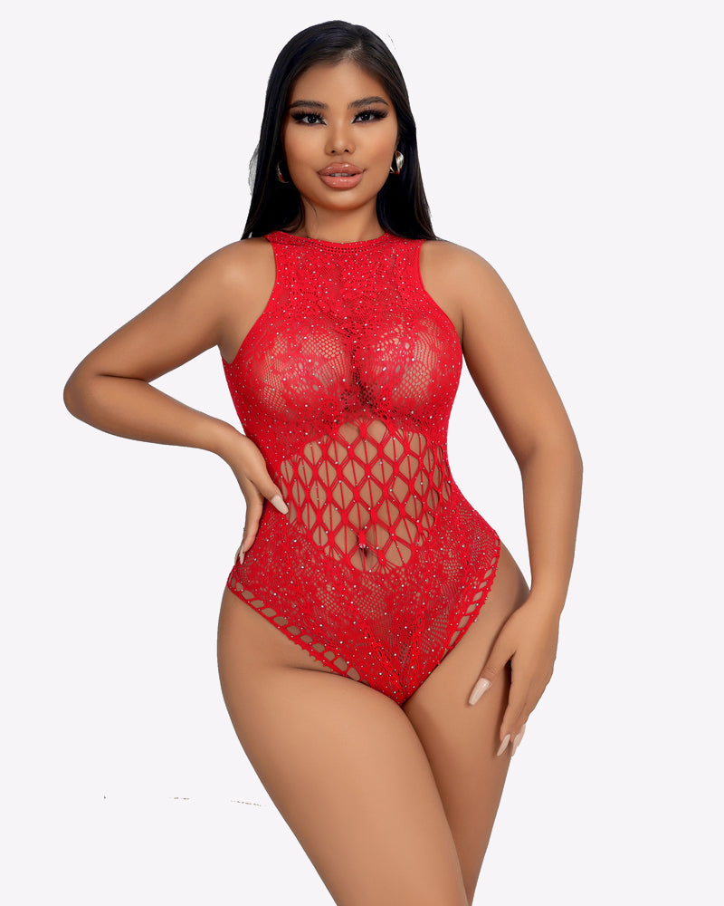 Sparkle Rhinestone Fishnet Bodysuit