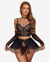 Chain Linked Bustier Lingerie Set