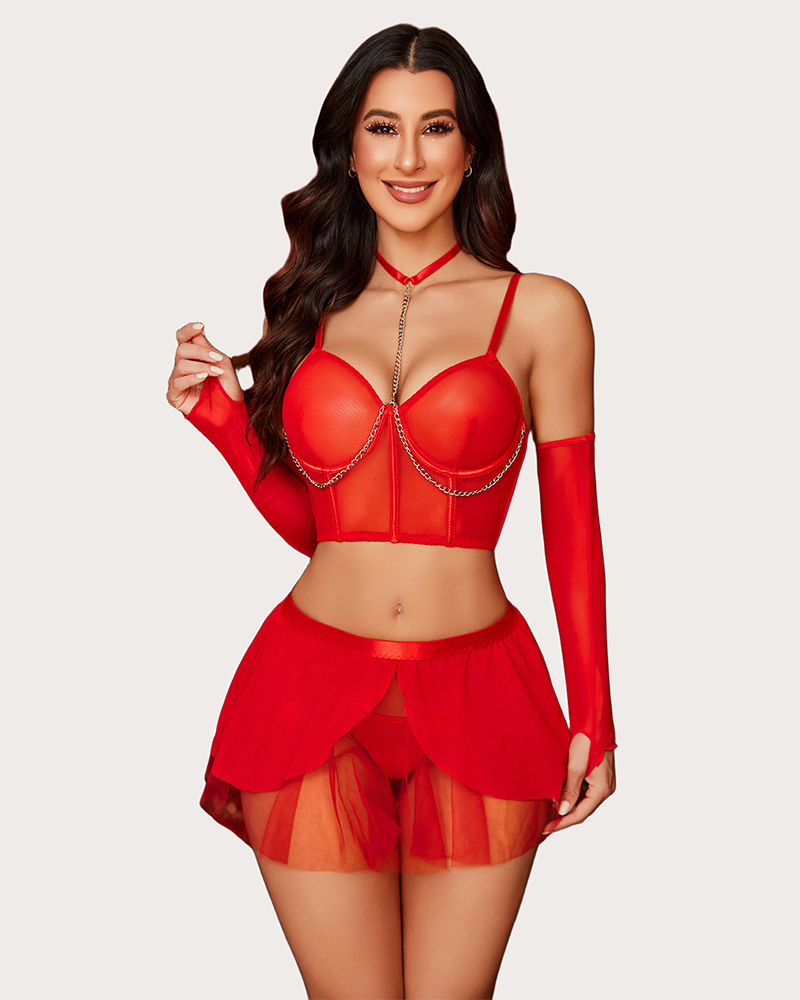Chain Linked Bustier Lingerie Set