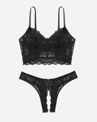 Lace Bra and Crotchless Panty Sets