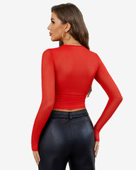 Sheer Mesh Long Sleeve Crop Top