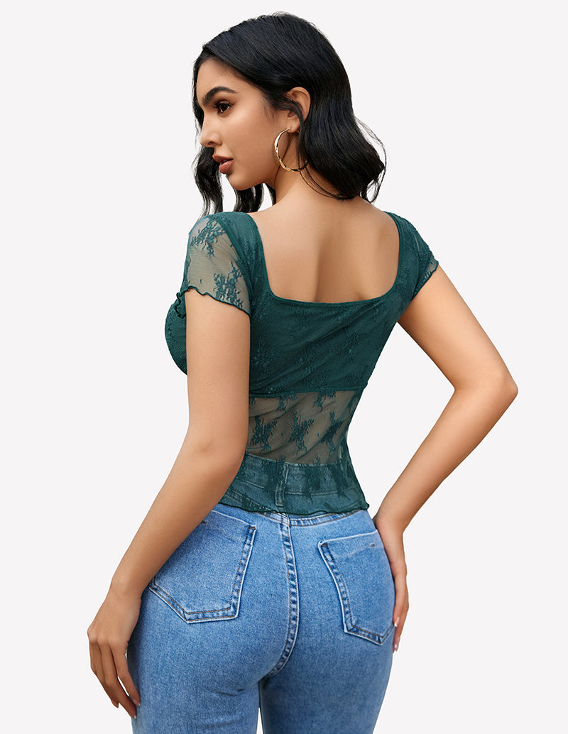 Lace Mesh Short Sleeve FShirt