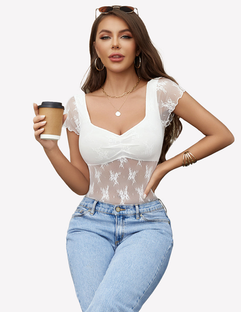Lace Mesh Short Sleeve FShirt
