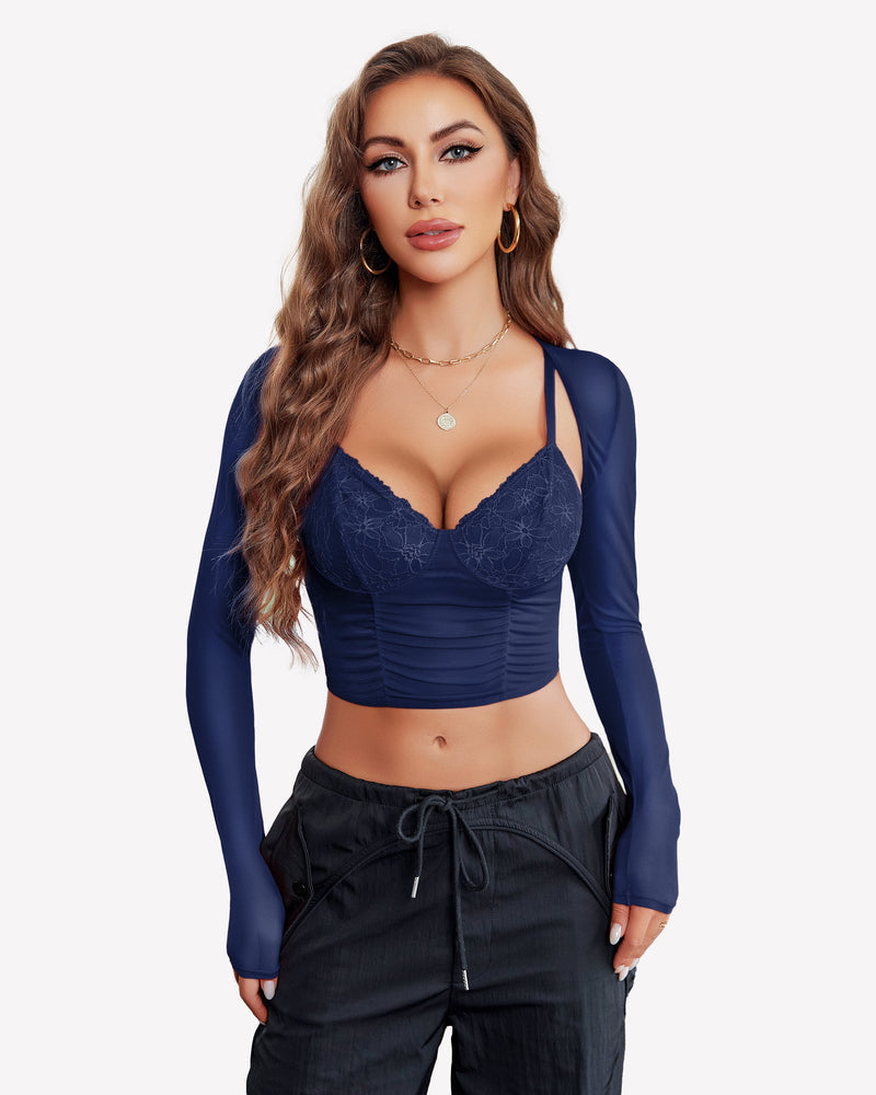 Mesh Crop Top 2 Pieces Sets