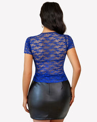 Lace Tops Short Sleeve Mesh Shirts