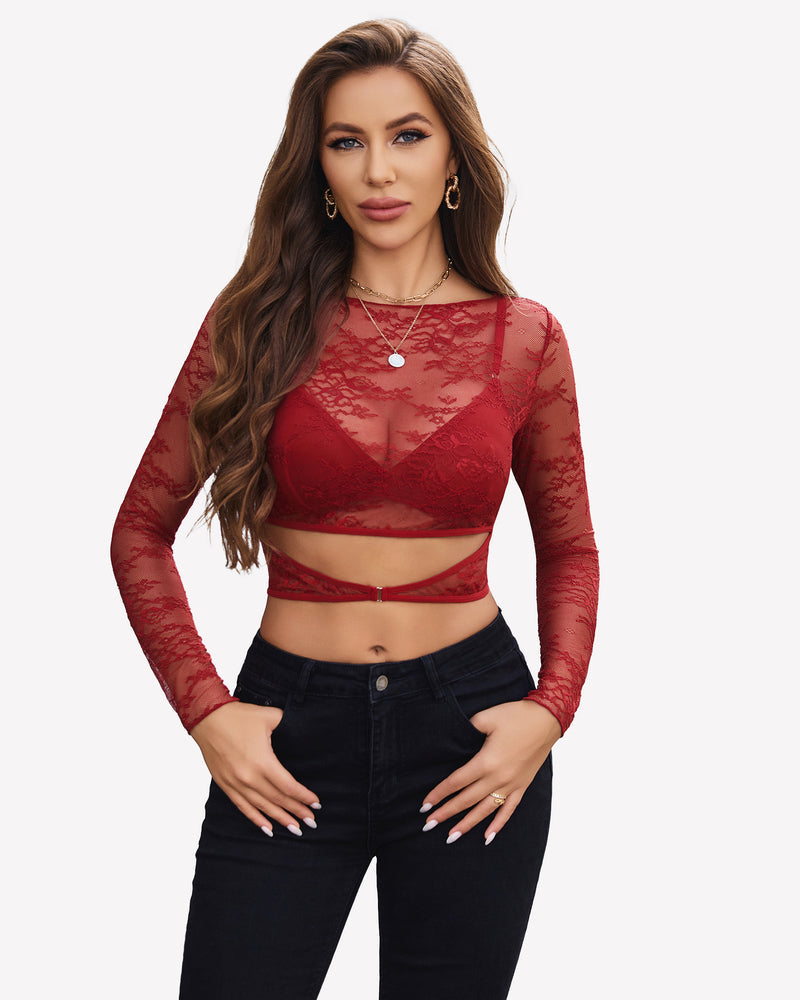 Mesh See Through Shirt with Bra