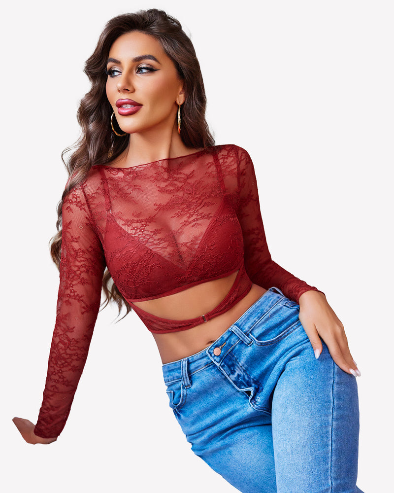 Mesh See Through Shirt with Bra