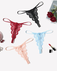 Lace Thongs Low Rise Bow Panties