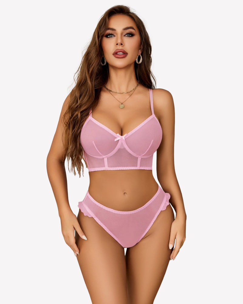 Mesh Bralette And Panty Sets Outfits