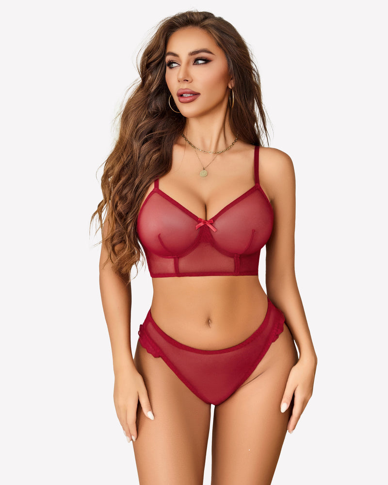 Mesh Bralette And Panty Sets Outfits
