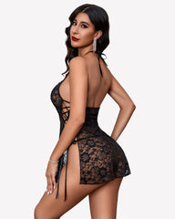 Deep Lace Side Slit Boudoir Outfits