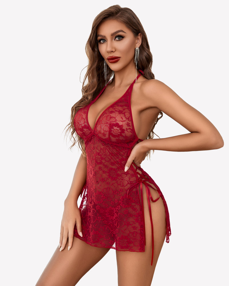Deep Lace Side Slit Boudoir Outfits