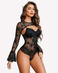 Lace Bodysuit with Crop Top