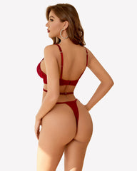 Lace Bra with Thong 2 Piece Sets