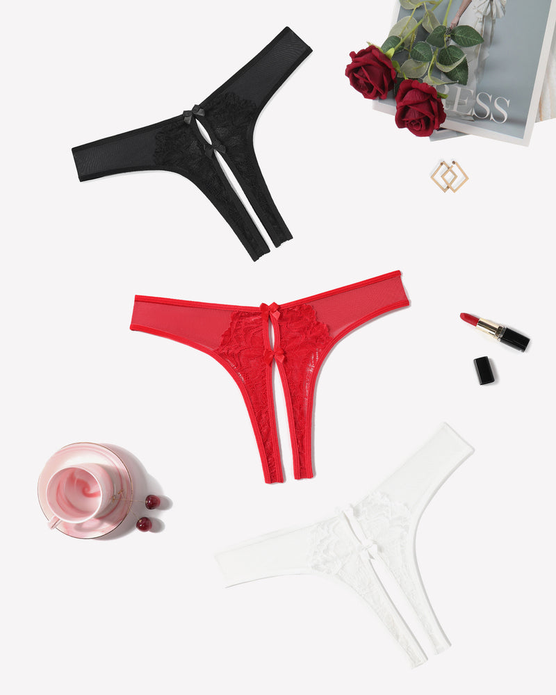 Mesh Panties Briefs with Cute Bow