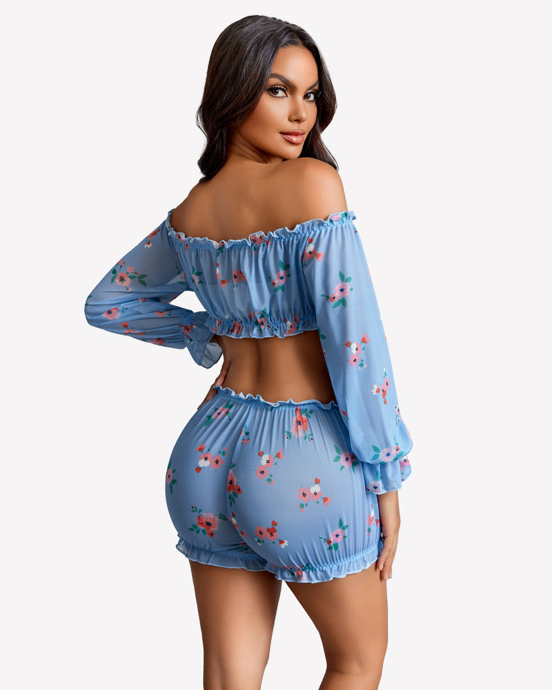 Off Shoulder Ruffle Bra and Panty Set