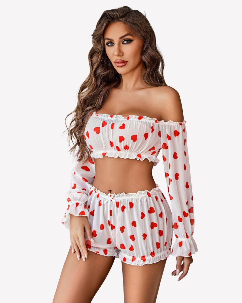 Off Shoulder Ruffle Bra and Panty Set