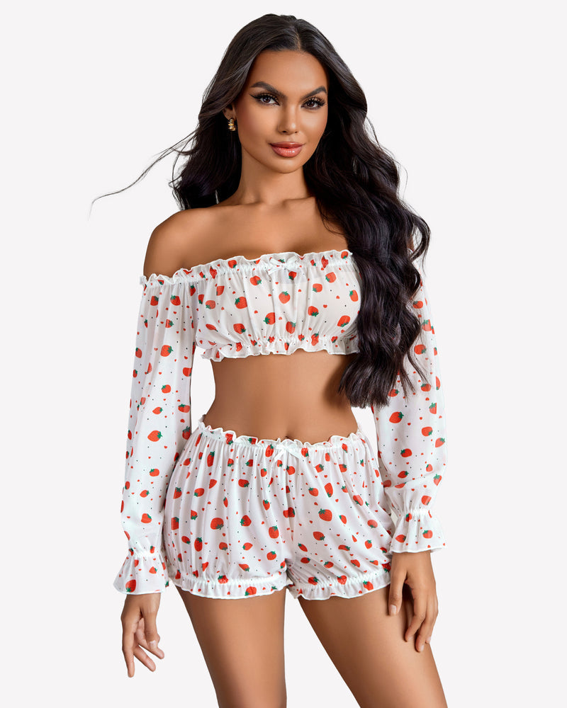 Off Shoulder Ruffle Bra and Panty Set