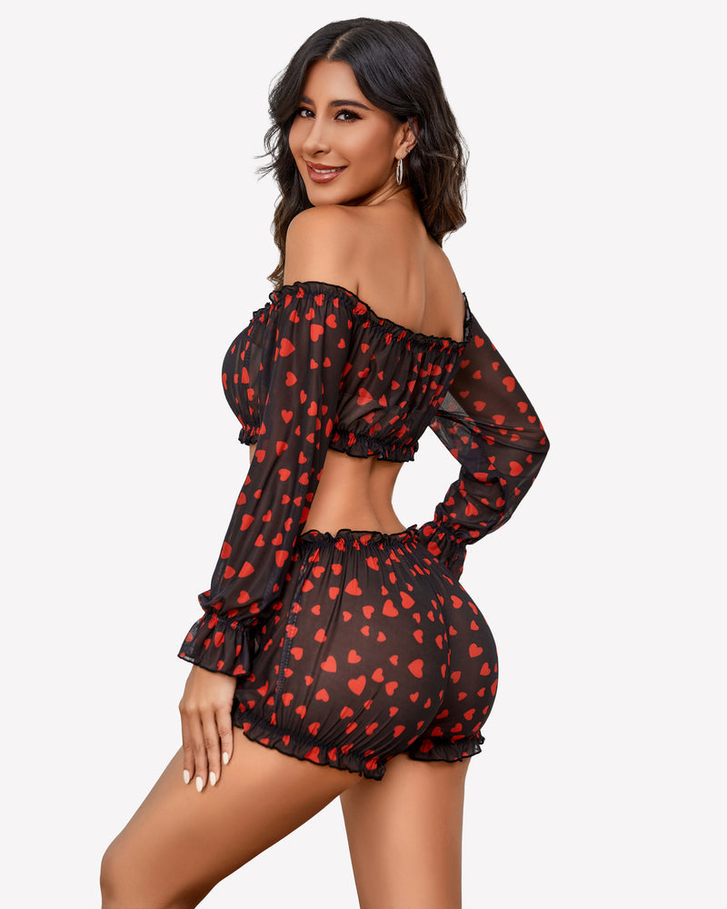 Off Shoulder Ruffle Bra and Panty Set
